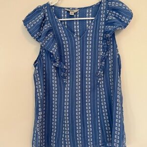 Croft & Barrow Blue Striped Floral Blouse